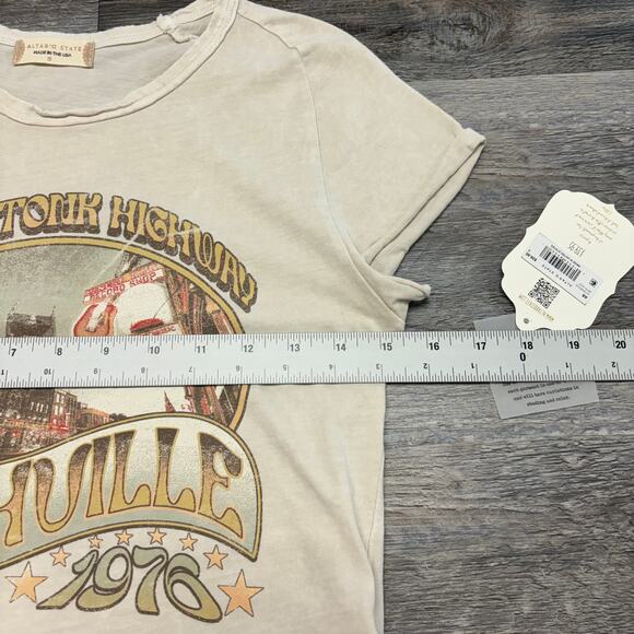 NWT Altar’d State Cream Womens Nashville Honky Tonk S Lettuce Hem Crop T-Shirt - Picture 7 of 11